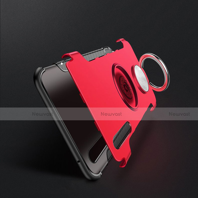 Silicone Matte Finish and Plastic Back Cover Case with Magnetic Finger Ring Stand for Xiaomi Mi 9