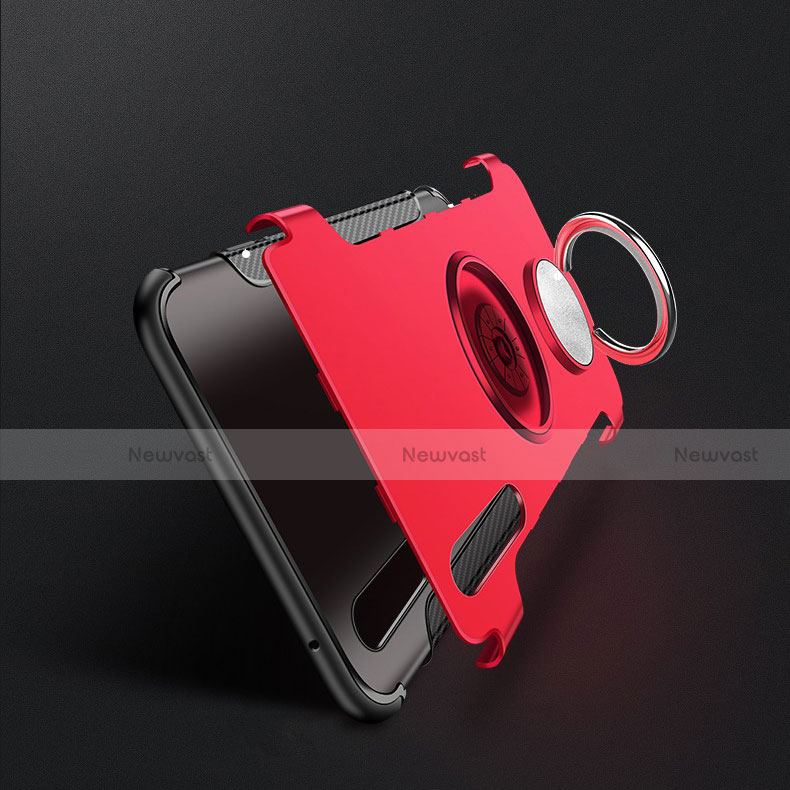 Silicone Matte Finish and Plastic Back Cover Case with Magnetic Finger Ring Stand for Xiaomi Mi 9 Pro