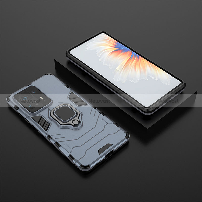 Silicone Matte Finish and Plastic Back Cover Case with Magnetic Finger Ring Stand for Xiaomi Mi Mix 4 5G