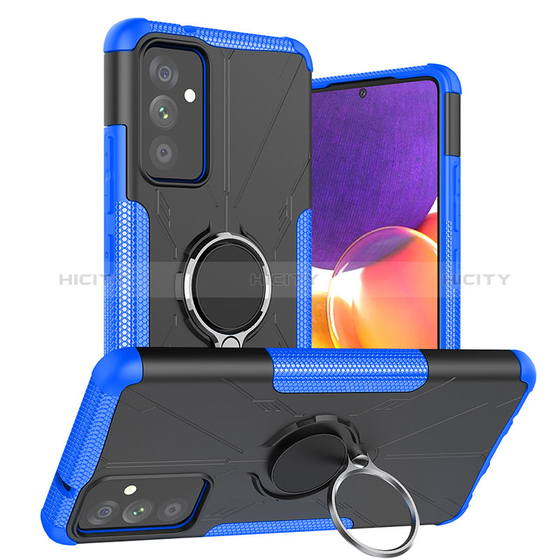 Silicone Matte Finish and Plastic Back Cover Case with Magnetic Finger Ring Stand J01X for Samsung Galaxy A05s