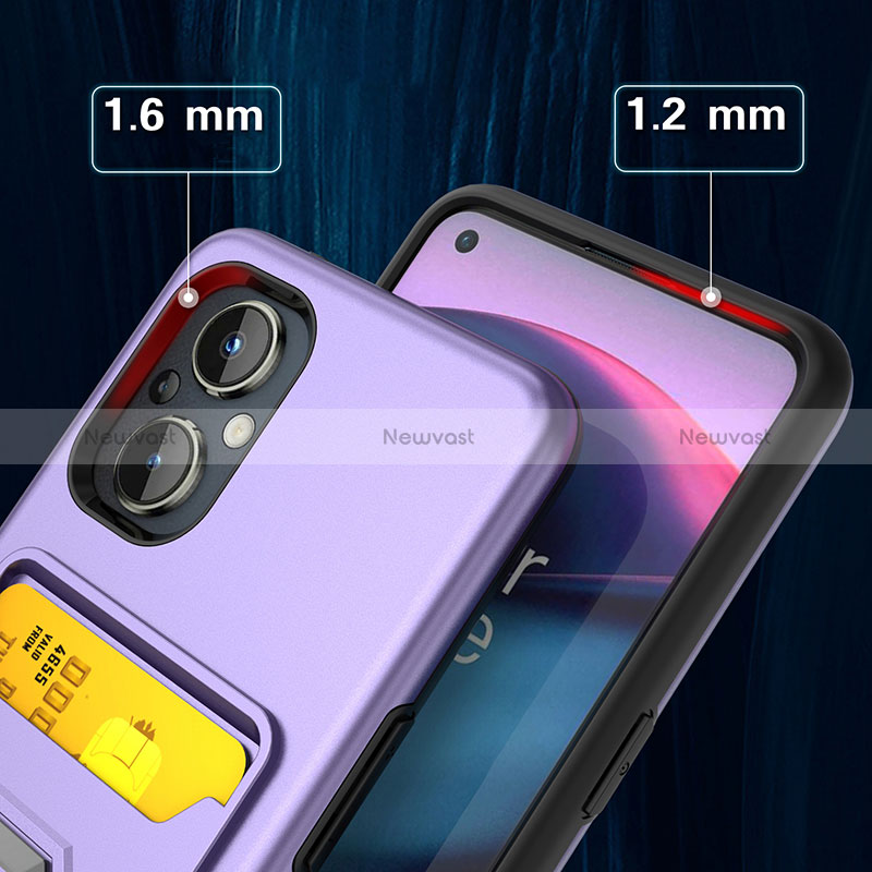 Silicone Matte Finish and Plastic Back Cover Case with Magnetic Finger Ring Stand J03S for Oppo Reno7 Z 5G