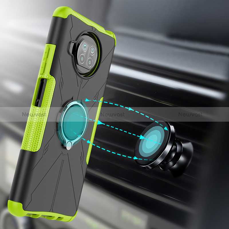 Silicone Matte Finish and Plastic Back Cover Case with Magnetic Finger Ring Stand JX1 for Xiaomi Mi 10i 5G