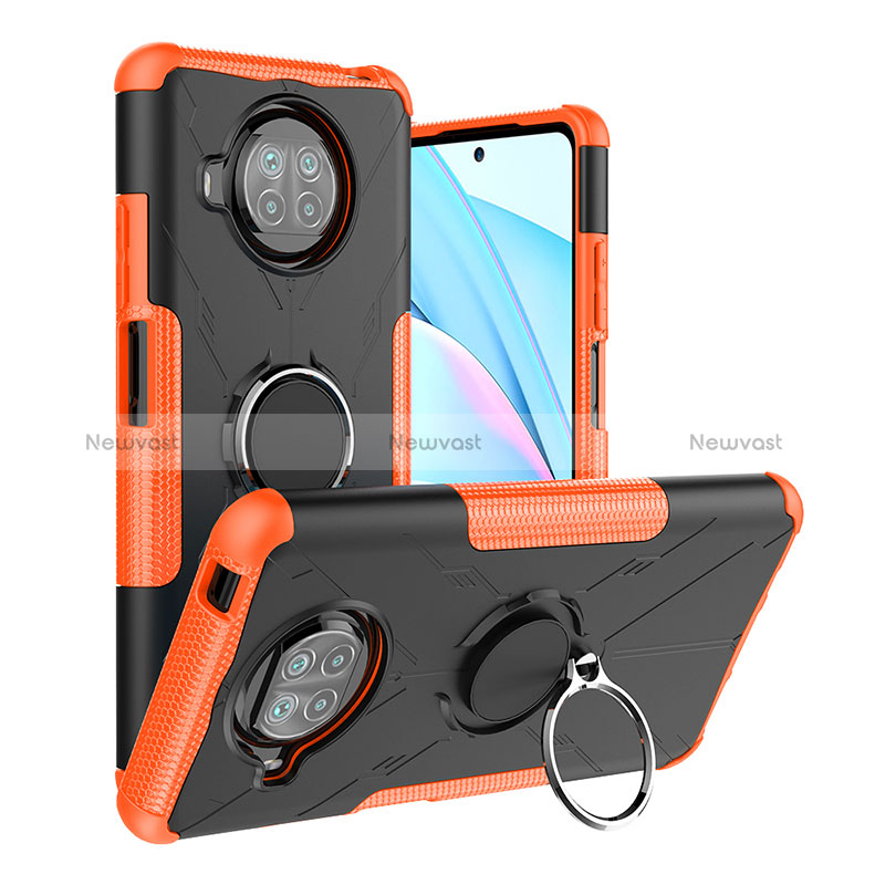 Silicone Matte Finish and Plastic Back Cover Case with Magnetic Finger Ring Stand JX1 for Xiaomi Mi 10i 5G