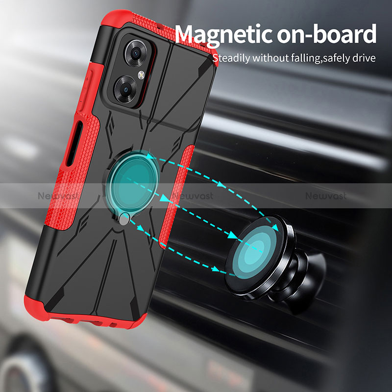 Silicone Matte Finish and Plastic Back Cover Case with Magnetic Finger Ring Stand JX1 for Xiaomi Redmi Note 11R 5G