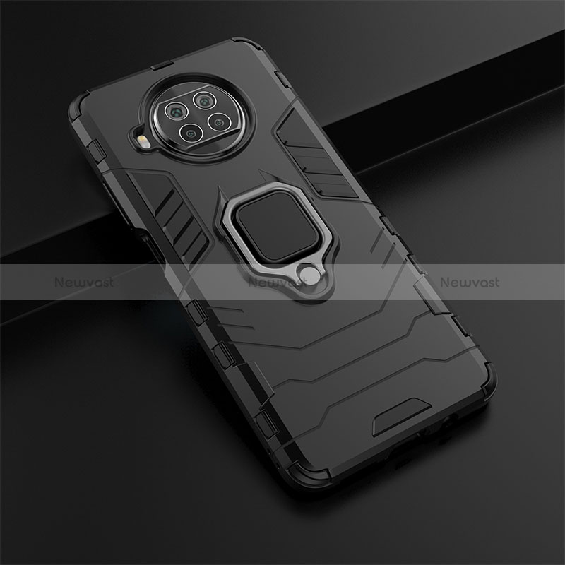 Silicone Matte Finish and Plastic Back Cover Case with Magnetic Finger Ring Stand KC1 for Xiaomi Mi 10T Lite 5G