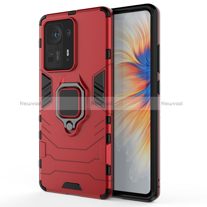 Silicone Matte Finish and Plastic Back Cover Case with Magnetic Finger Ring Stand KC1 for Xiaomi Mi Mix 4 5G