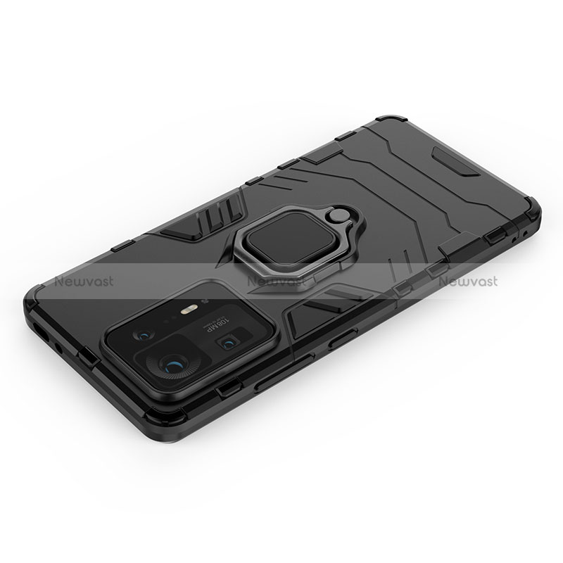 Silicone Matte Finish and Plastic Back Cover Case with Magnetic Finger Ring Stand KC1 for Xiaomi Mi Mix 4 5G