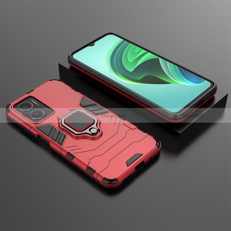 Silicone Matte Finish and Plastic Back Cover Case with Magnetic Finger Ring Stand KC1 for Xiaomi Redmi 10 Prime Plus 5G
