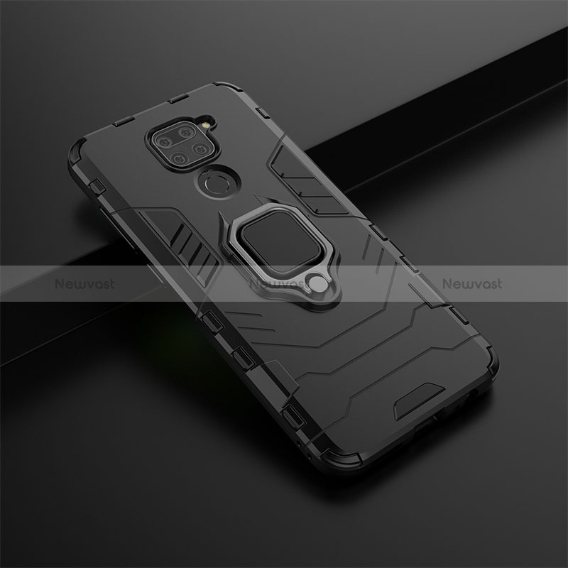 Silicone Matte Finish and Plastic Back Cover Case with Magnetic Finger Ring Stand KC1 for Xiaomi Redmi 10X 4G