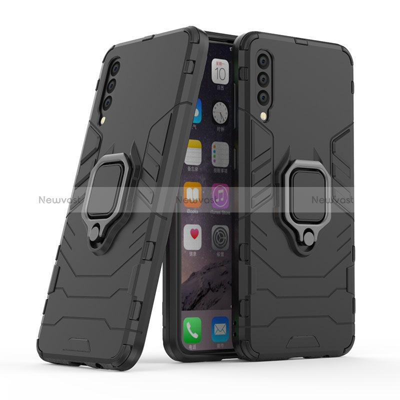Silicone Matte Finish and Plastic Back Cover Case with Magnetic Finger Ring Stand KC2 for Samsung Galaxy A50S