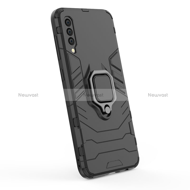 Silicone Matte Finish and Plastic Back Cover Case with Magnetic Finger Ring Stand KC2 for Samsung Galaxy A50S