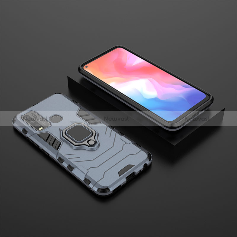 Silicone Matte Finish and Plastic Back Cover Case with Magnetic Finger Ring Stand KC2 for Vivo Y50