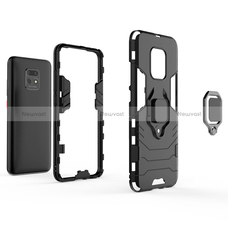 Silicone Matte Finish and Plastic Back Cover Case with Magnetic Finger Ring Stand KC2 for Xiaomi Redmi 10X 5G