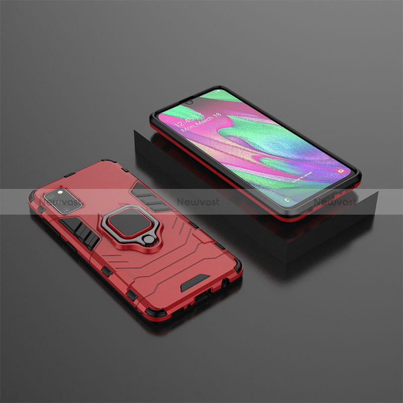 Silicone Matte Finish and Plastic Back Cover Case with Magnetic Finger Ring Stand KC3 for Samsung Galaxy A41