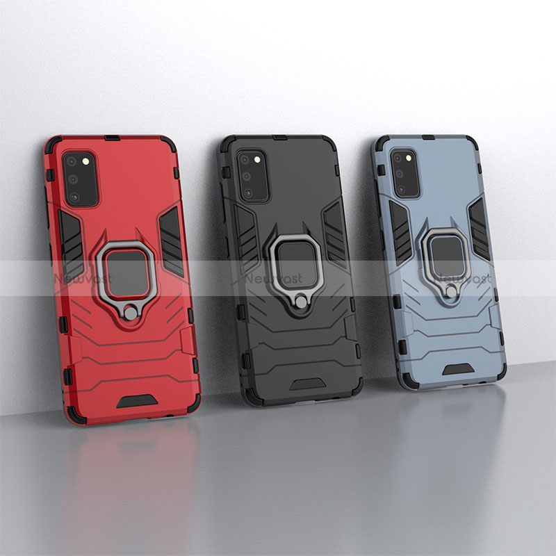 Silicone Matte Finish and Plastic Back Cover Case with Magnetic Finger Ring Stand KC3 for Samsung Galaxy A41