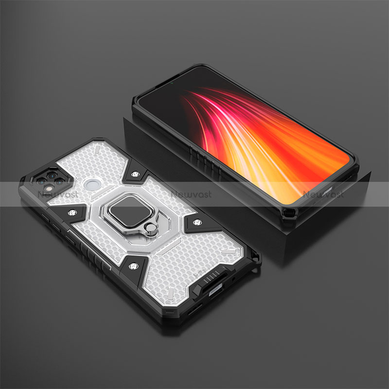 Silicone Matte Finish and Plastic Back Cover Case with Magnetic Finger Ring Stand KC3 for Xiaomi Redmi 9C