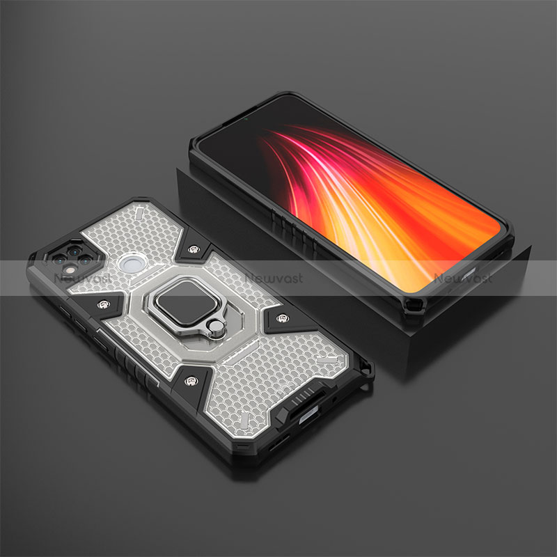 Silicone Matte Finish and Plastic Back Cover Case with Magnetic Finger Ring Stand KC3 for Xiaomi Redmi 9C