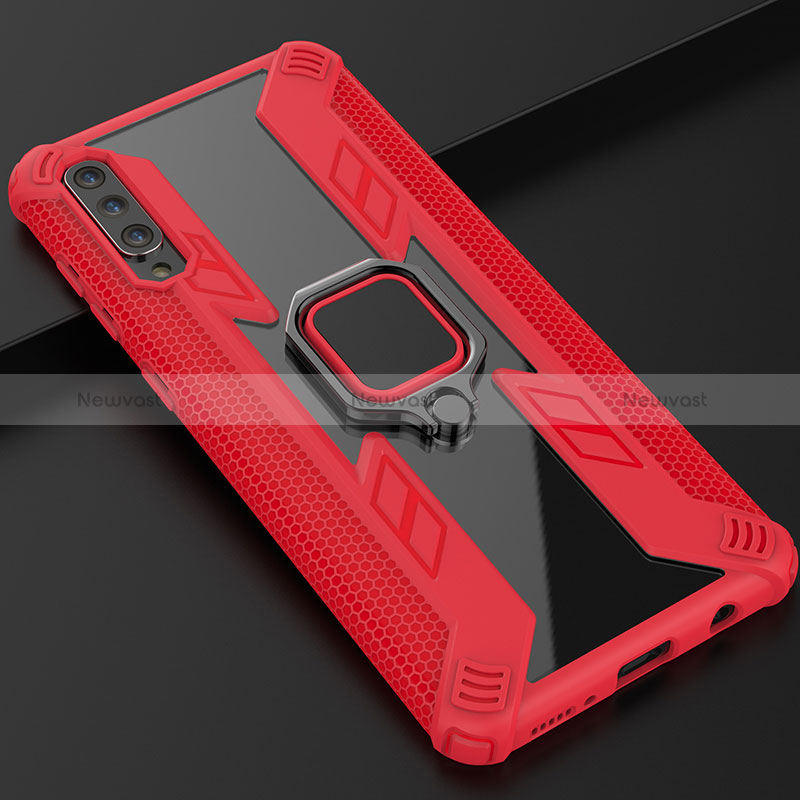 Silicone Matte Finish and Plastic Back Cover Case with Magnetic Finger Ring Stand KC6 for Samsung Galaxy A30S