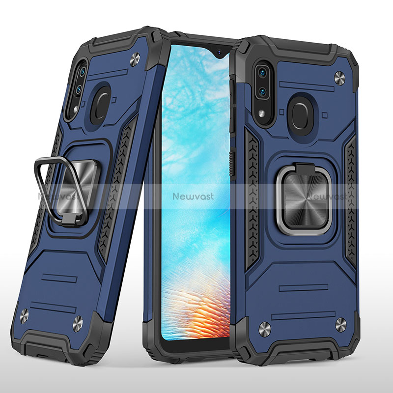 Silicone Matte Finish and Plastic Back Cover Case with Magnetic Finger Ring Stand MQ1 for Samsung Galaxy A20e