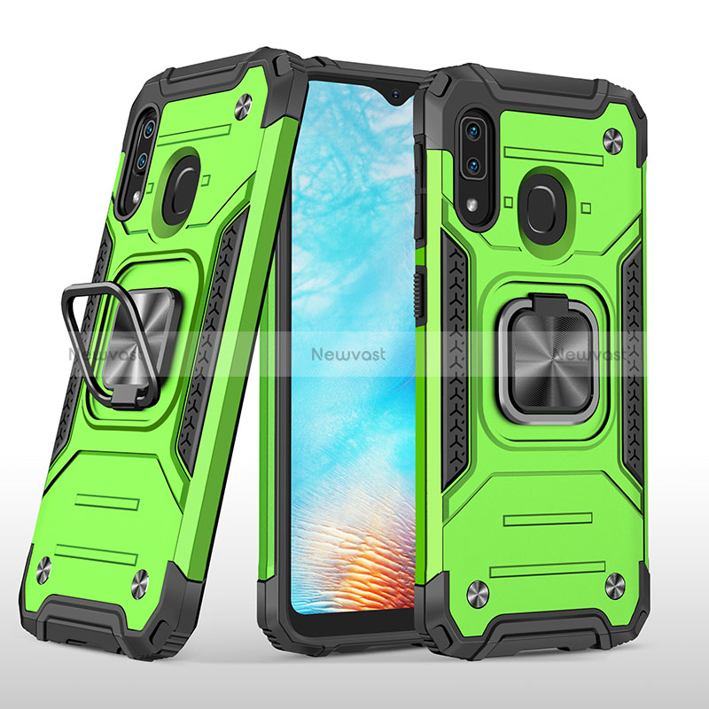 Silicone Matte Finish and Plastic Back Cover Case with Magnetic Finger Ring Stand MQ1 for Samsung Galaxy A20e