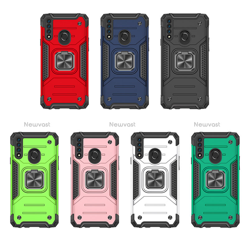 Silicone Matte Finish and Plastic Back Cover Case with Magnetic Finger Ring Stand MQ1 for Samsung Galaxy A20s