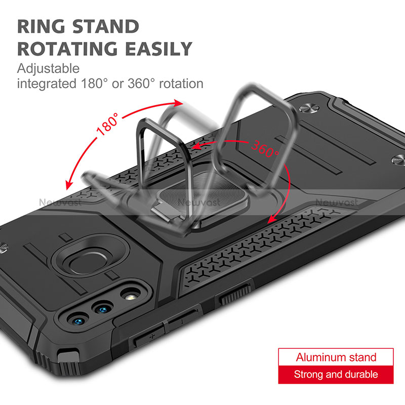 Silicone Matte Finish and Plastic Back Cover Case with Magnetic Finger Ring Stand MQ1 for Samsung Galaxy A30