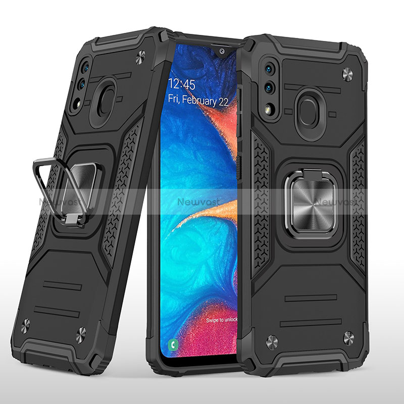 Silicone Matte Finish and Plastic Back Cover Case with Magnetic Finger Ring Stand MQ1 for Samsung Galaxy A30