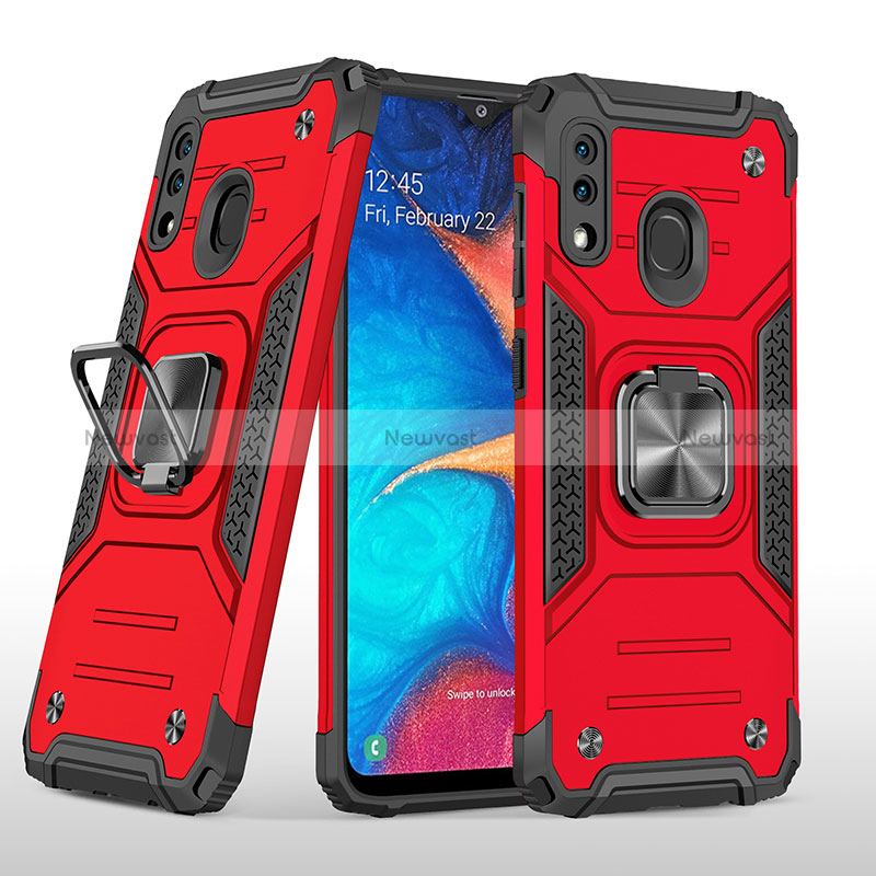 Silicone Matte Finish and Plastic Back Cover Case with Magnetic Finger Ring Stand MQ1 for Samsung Galaxy A30