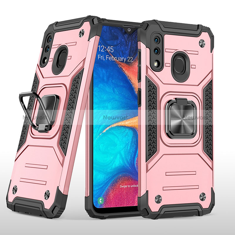 Silicone Matte Finish and Plastic Back Cover Case with Magnetic Finger Ring Stand MQ1 for Samsung Galaxy A30