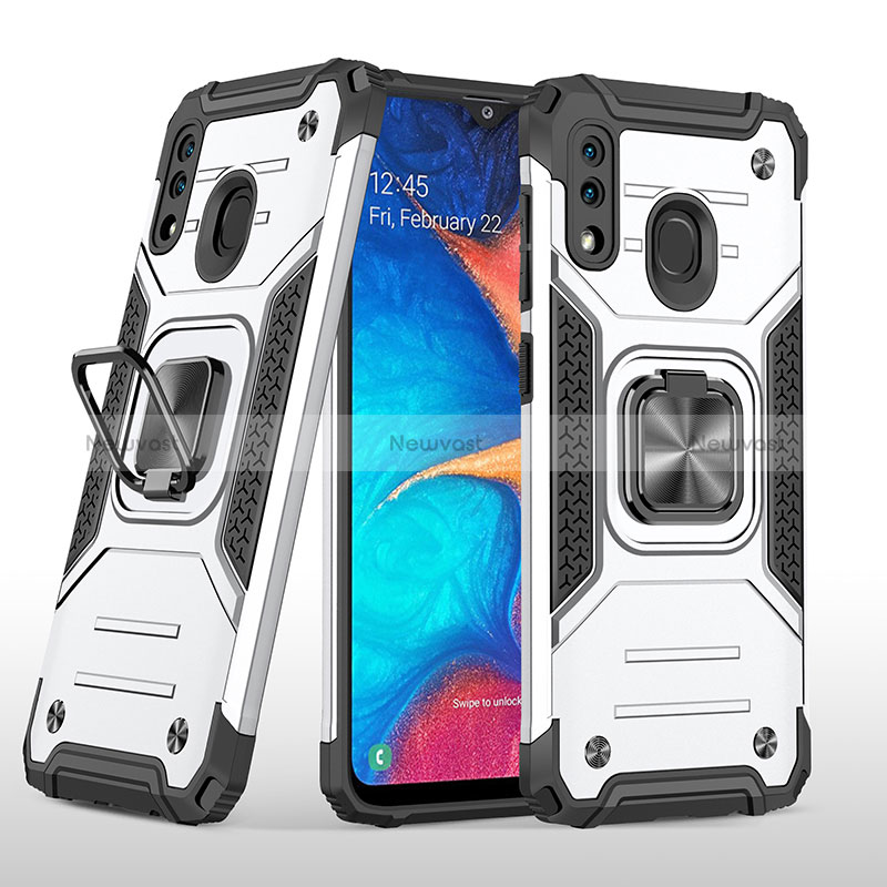 Silicone Matte Finish and Plastic Back Cover Case with Magnetic Finger Ring Stand MQ1 for Samsung Galaxy A30