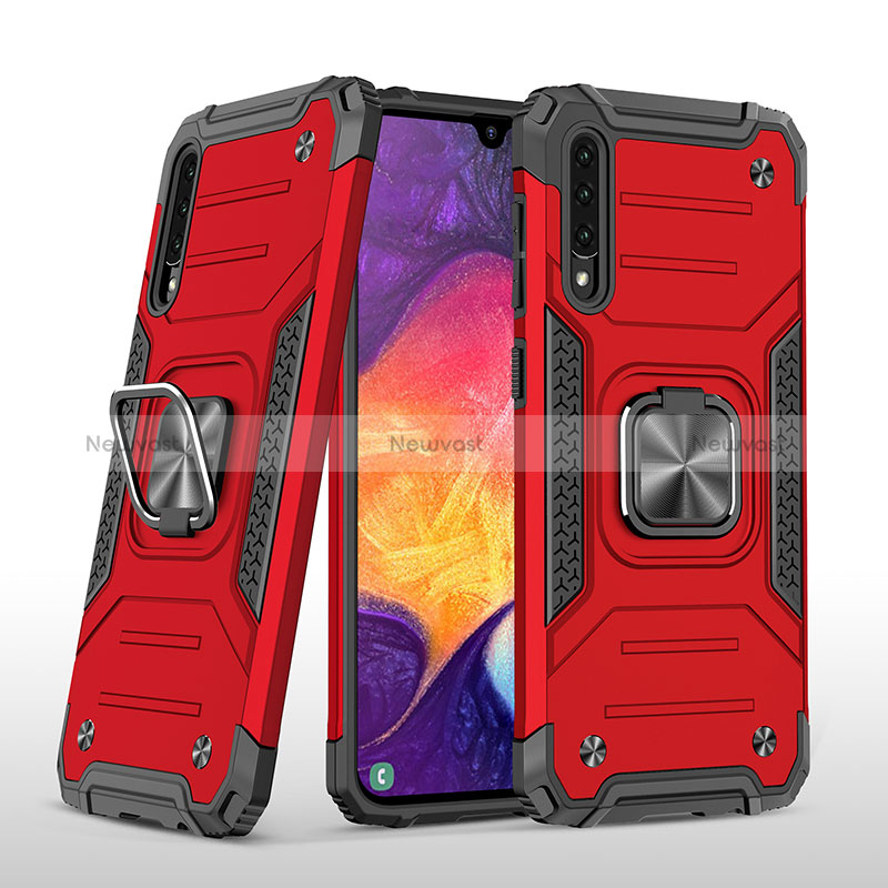 Silicone Matte Finish and Plastic Back Cover Case with Magnetic Finger Ring Stand MQ1 for Samsung Galaxy A30S