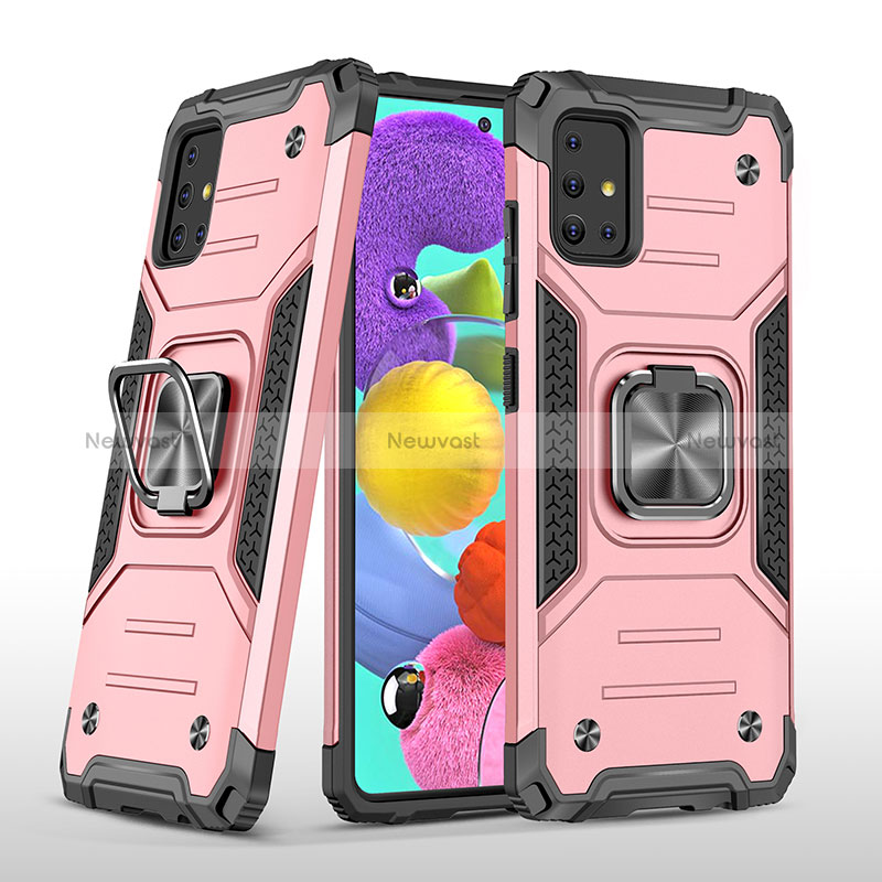 Silicone Matte Finish and Plastic Back Cover Case with Magnetic Finger Ring Stand MQ1 for Samsung Galaxy A51 5G