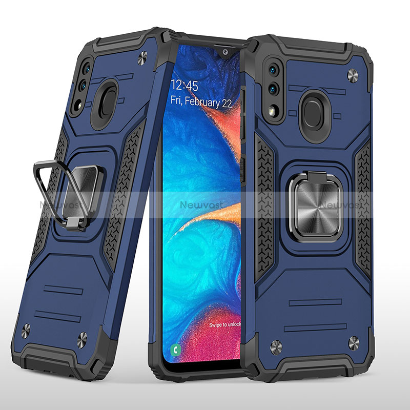 Silicone Matte Finish and Plastic Back Cover Case with Magnetic Finger Ring Stand MQ1 for Samsung Galaxy M10S