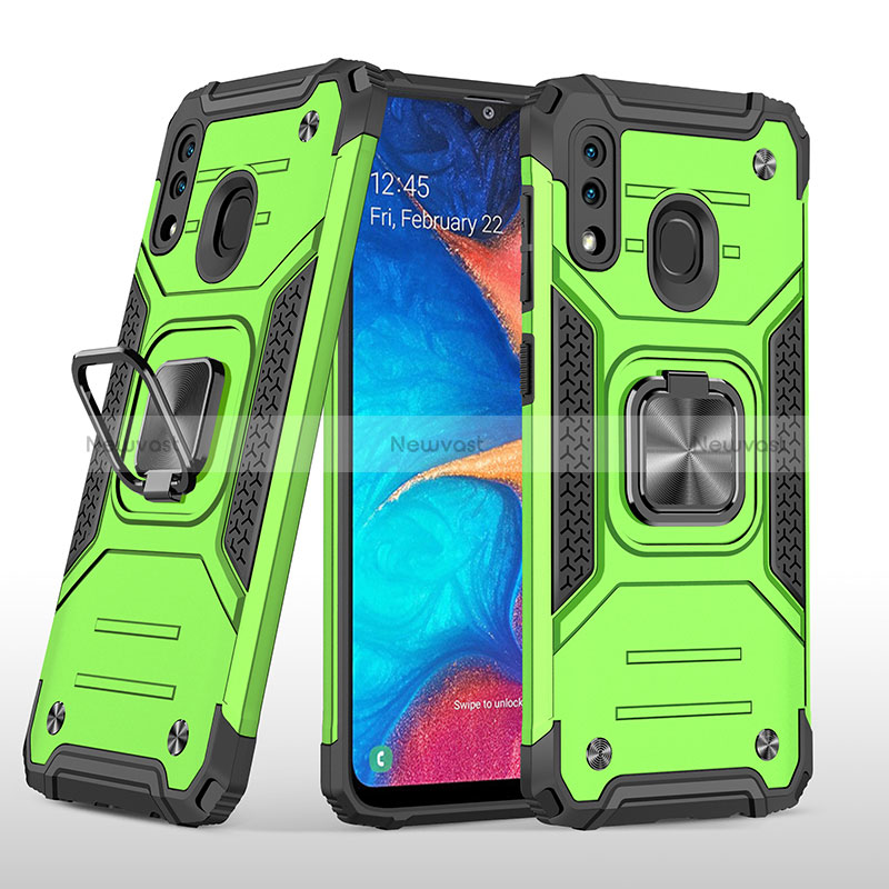 Silicone Matte Finish and Plastic Back Cover Case with Magnetic Finger Ring Stand MQ1 for Samsung Galaxy M10S