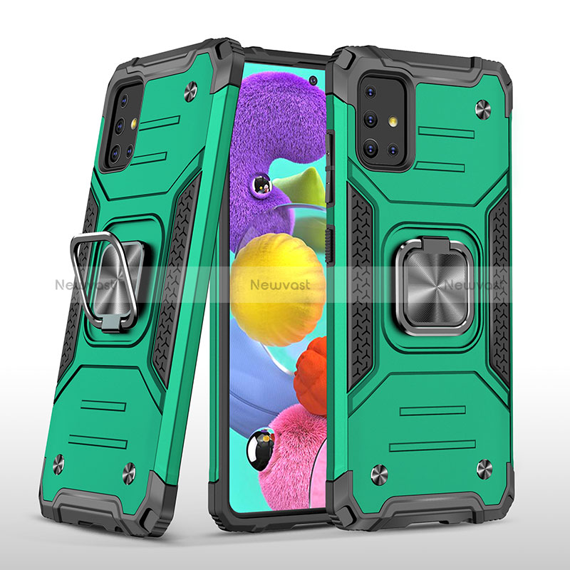 Silicone Matte Finish and Plastic Back Cover Case with Magnetic Finger Ring Stand MQ1 for Samsung Galaxy M40S