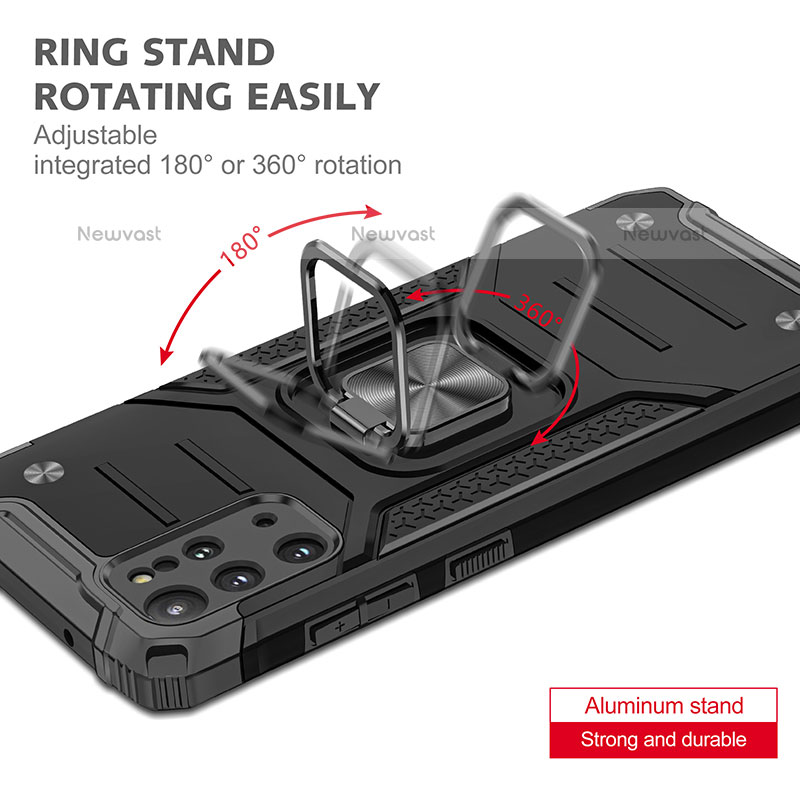 Silicone Matte Finish and Plastic Back Cover Case with Magnetic Finger Ring Stand MQ1 for Samsung Galaxy S20 Plus 5G