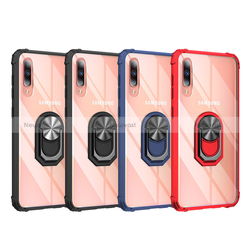 Silicone Matte Finish and Plastic Back Cover Case with Magnetic Finger Ring Stand MQ2 for Samsung Galaxy A30S