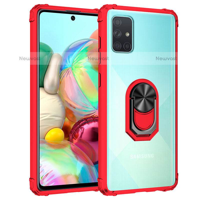 Silicone Matte Finish and Plastic Back Cover Case with Magnetic Finger Ring Stand MQ2 for Samsung Galaxy A51 4G