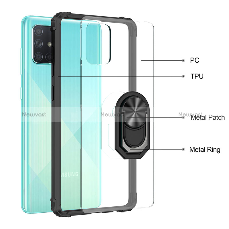 Silicone Matte Finish and Plastic Back Cover Case with Magnetic Finger Ring Stand MQ2 for Samsung Galaxy A51 5G
