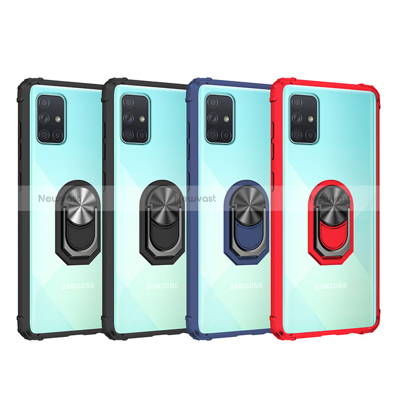 Silicone Matte Finish and Plastic Back Cover Case with Magnetic Finger Ring Stand MQ2 for Samsung Galaxy A51 5G