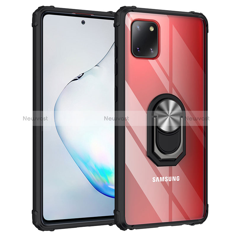 Silicone Matte Finish and Plastic Back Cover Case with Magnetic Finger Ring Stand MQ2 for Samsung Galaxy A81