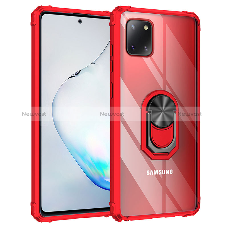 Silicone Matte Finish and Plastic Back Cover Case with Magnetic Finger Ring Stand MQ2 for Samsung Galaxy A81