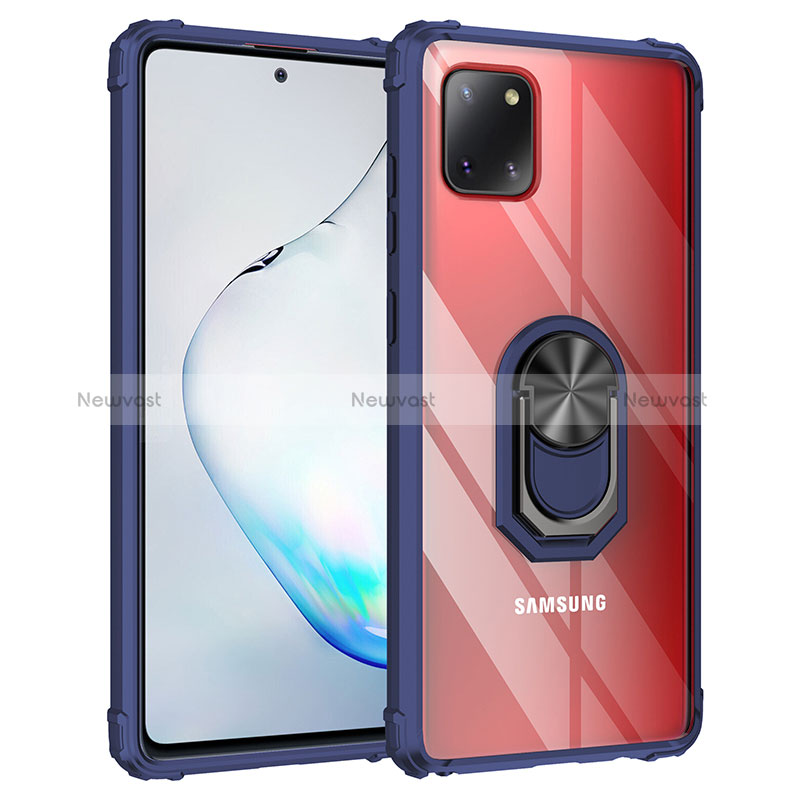 Silicone Matte Finish and Plastic Back Cover Case with Magnetic Finger Ring Stand MQ2 for Samsung Galaxy A81