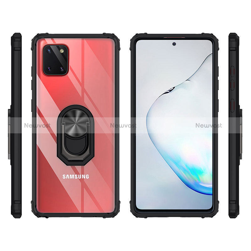 Silicone Matte Finish and Plastic Back Cover Case with Magnetic Finger Ring Stand MQ2 for Samsung Galaxy A81
