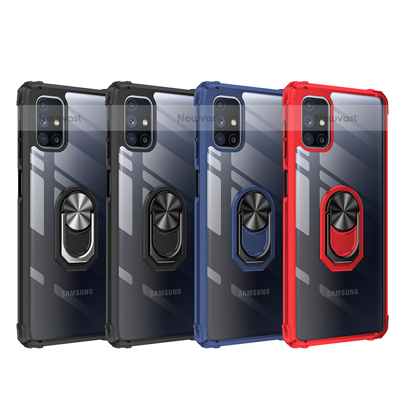 Silicone Matte Finish and Plastic Back Cover Case with Magnetic Finger Ring Stand MQ2 for Samsung Galaxy M51