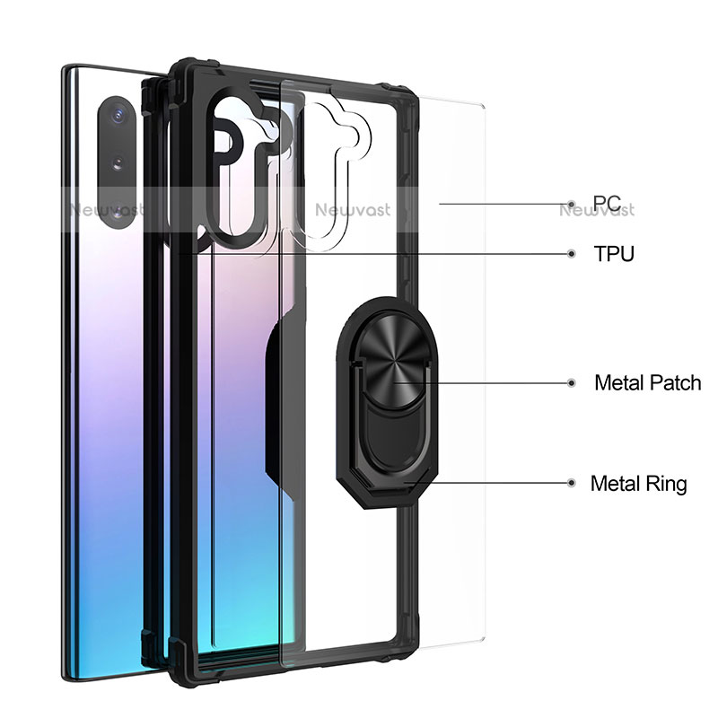 Silicone Matte Finish and Plastic Back Cover Case with Magnetic Finger Ring Stand MQ2 for Samsung Galaxy Note 10 5G