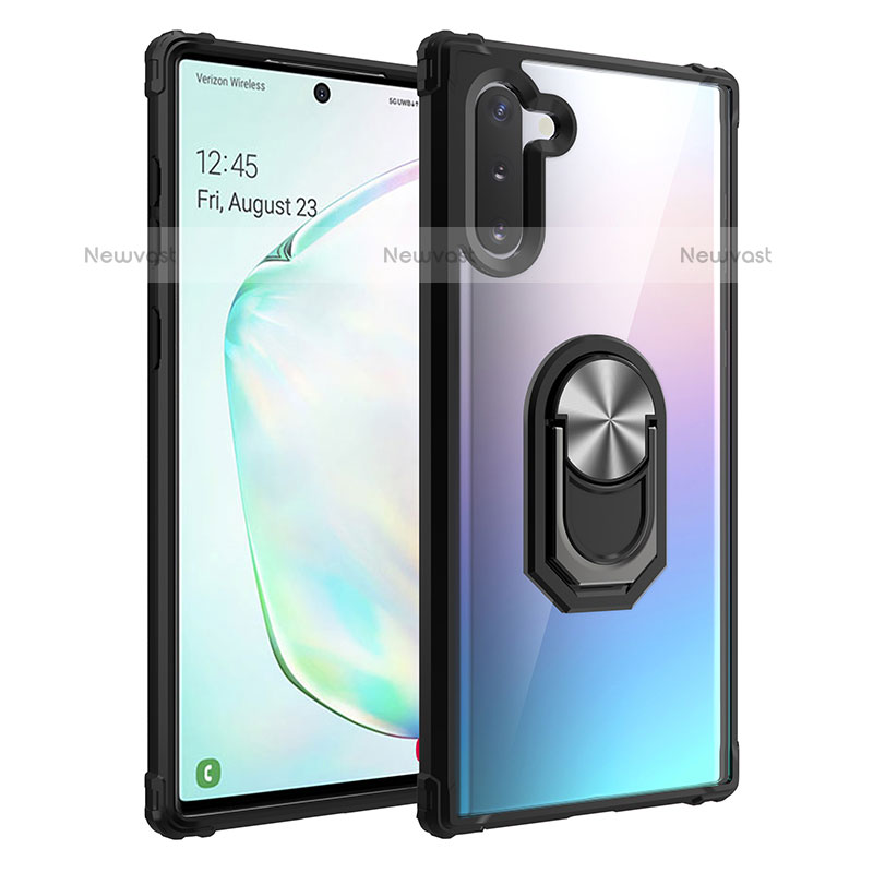 Silicone Matte Finish and Plastic Back Cover Case with Magnetic Finger Ring Stand MQ2 for Samsung Galaxy Note 10 5G