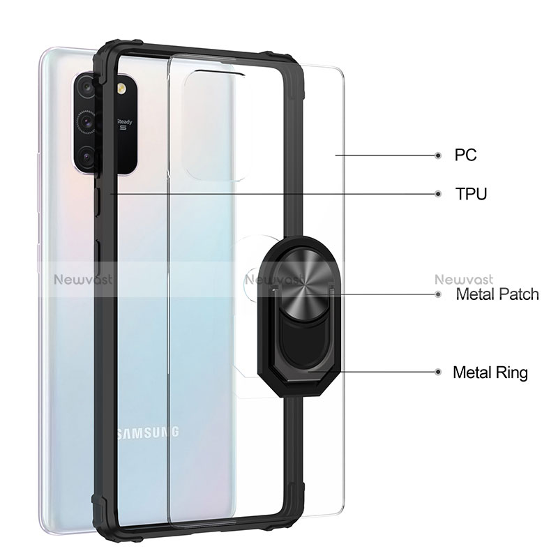 Silicone Matte Finish and Plastic Back Cover Case with Magnetic Finger Ring Stand MQ2 for Samsung Galaxy S10 Lite