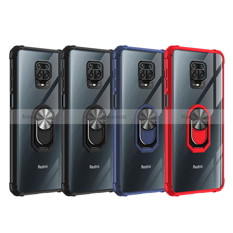 Silicone Matte Finish and Plastic Back Cover Case with Magnetic Finger Ring Stand MQ2 for Xiaomi Redmi Note 9 Pro
