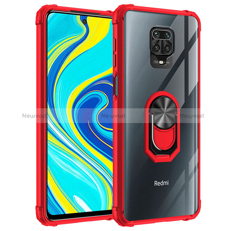 Silicone Matte Finish and Plastic Back Cover Case with Magnetic Finger Ring Stand MQ2 for Xiaomi Redmi Note 9 Pro Max